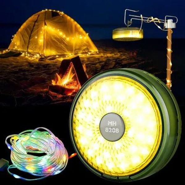 LED String Lights Camping Lantern USB Rechargeable Portable Outdoor Light 8 Lighting Modes IP67 Waterproof Tent Party Indoor Outdoor Decorating