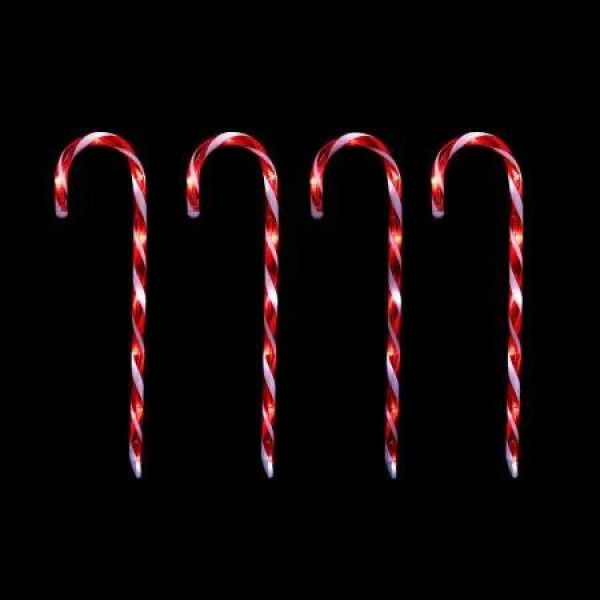 LED Timer Candy Cane Stakes Battery Operated 4pk 58cm