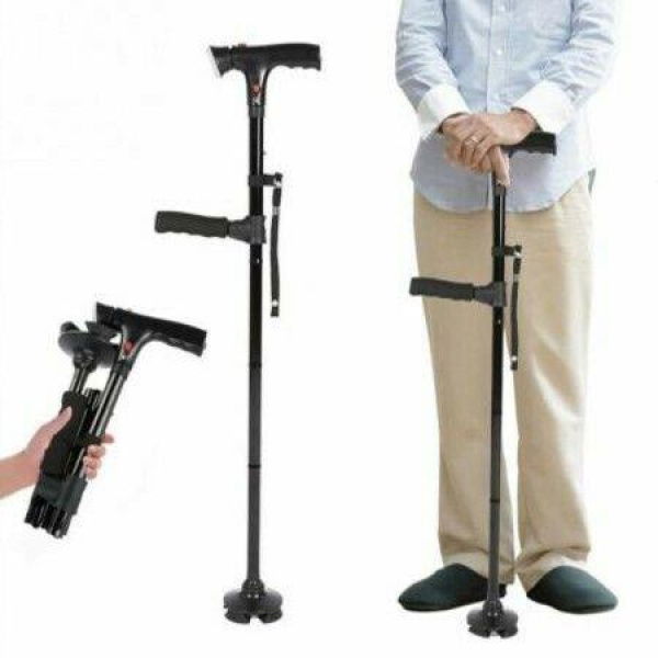 LED Walking Cane for Seniors Collapsible Telescopic Folding Elder Crutches Trusty Sticks with Bright Light for Mobility Aid