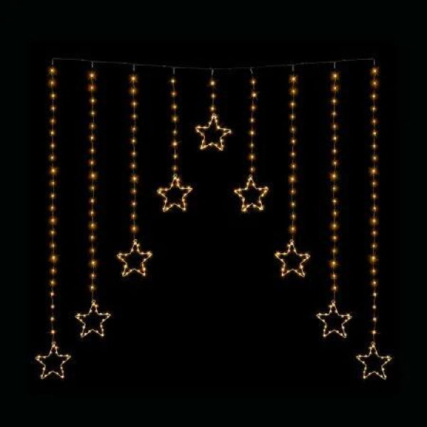 LED Wire Star Curtain Gold Lights