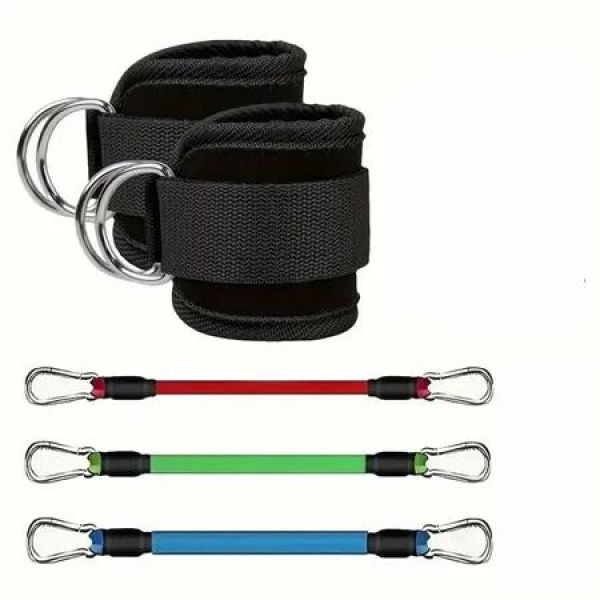 Leg Training Elastic Rope Gym Equipment, Exercise Yoga Workout, Ankle Straps with Cuffs (Pack of 5)