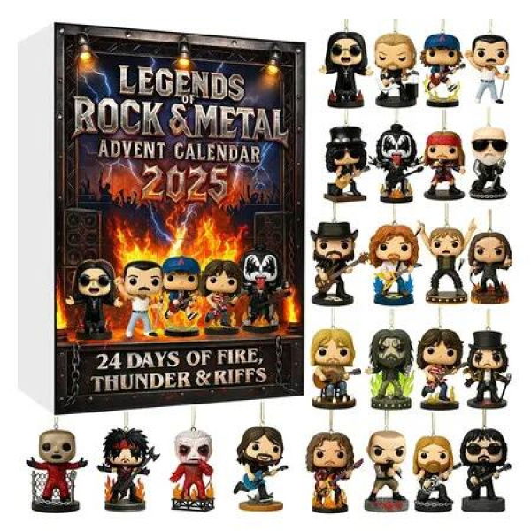 Legends of Rock and Metal Advent Calendar, 24 Days Countdown Calendar with Iconic Musical Character Collectibles, Gifts for Rock and Metal Fans