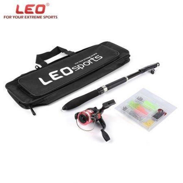 LEO 1.6m Telescopic Fishing Rod Set With Fish Reel Hook Lure Tackle Accessory.