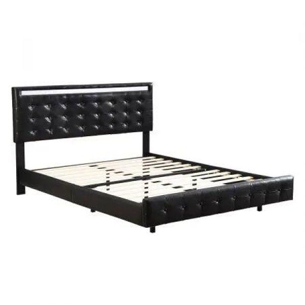 Levede Floating Bed Frame Double with Headboard LED Lights Mattress Base