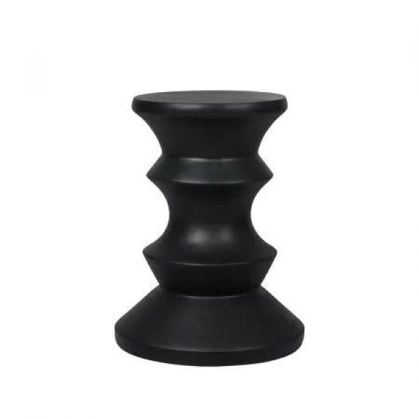 Levede Side Table Geometric Chess Shape Magnesia Stool Stone Style Top 31cm