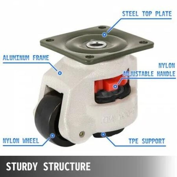 Leveling Casters Set of 4 63.5mm - Self Leveling Casters Heavy Duty 1496.85 Kg Per Set - Machine Casters Plate 360 Degree Swivel - for Industry Equipment