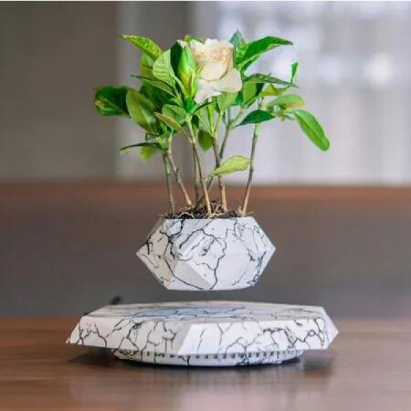 Levitating Plant Pot Magnetic Display Home Office Decor Homewarming Birthday Gift Marble Floating Planter Modern Indoor Ornament