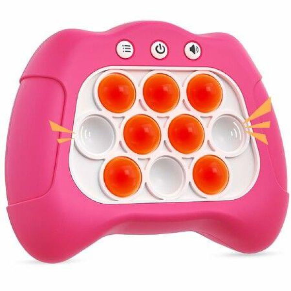 Light Up Bubble Pop Fidget Toy,Electronic Quick Push Game Console,Pop Up Stress Toy,Concentration Fast Speed Puzzle Game,Birthday Gifts Age3+ Pink