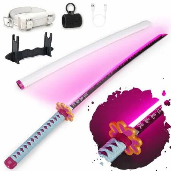 Light Up Sword,101cm 40 Inches Rechargeable Plastic Replica with Belt & Stand,Sword with Original Texture Mitsuri
