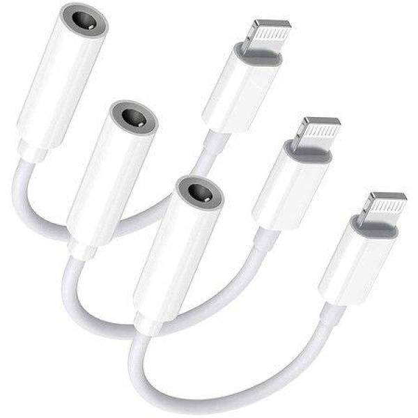 Lightning To 3.5mm Headphone Jack Adapter [Apple MFi Certified] 3 Pack IPhone 3.5mm Headphones/Earphones Jack Aux Audio Dongle Adapter Compatible For IPhone 14 13 12 11 XS XR X 8 7 Support All IOS (3 Pack)