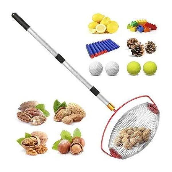 Lightweight Portable Effortless Nut Harvester, height/angle Adjustable Handheld Tool Ideal for harvesting walnuts,magnolia seeds,small fruits,gum balls,golf balls