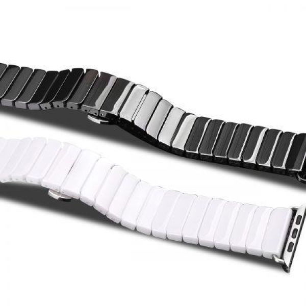 Linked Shiny Stainless Steel Butterfly Clasp Apple Watch IWatch Band 38mm 40mm 42mm 44mm Compatible