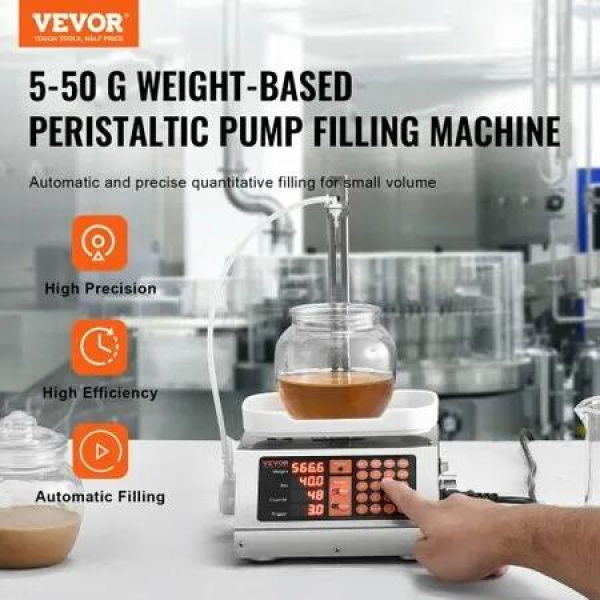 Liquid Filling Machine 5-50 g Weighing Capacity Automatic Bottle Filler Machine Bottling Machine Peristaltic Pump Digital Control for Milk Water Wine