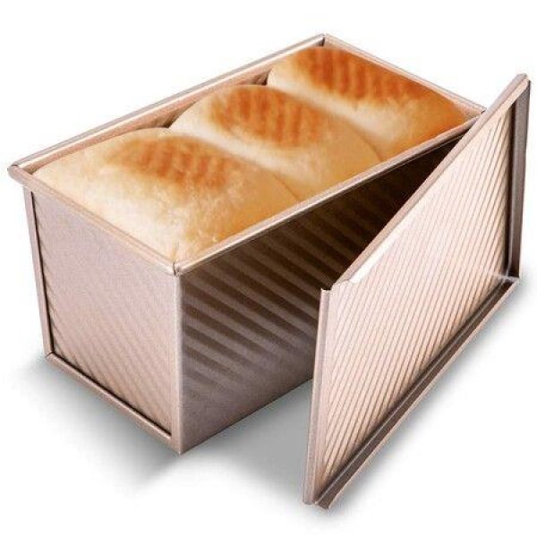 Loaf Pan with Lid Bakeware for Baking Bread Carbon Steel Corrugated Bread Toast Box Mold with Cover