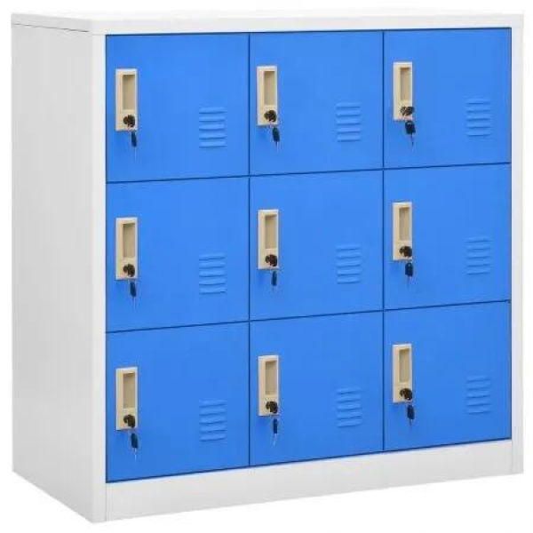 Locker Cabinet Light Grey and Blue 90x45x92.5 cm Steel