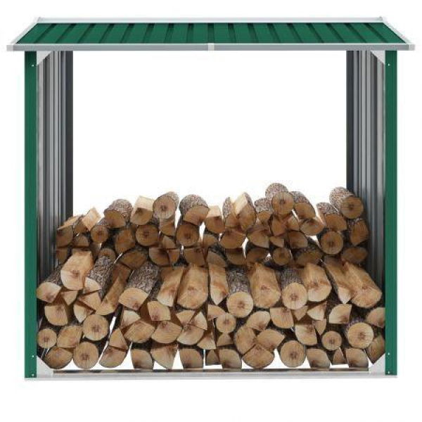 Log Storage Shed Galvanised Steel 172x91x154 Cm Green