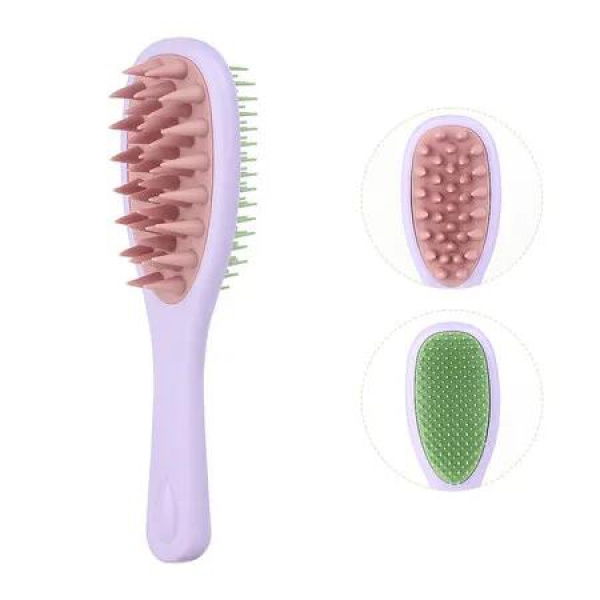 Long Handle Hair Silicone Scalp Massage Brush, 2 in 1 Double Sided Hair Comb Shampoo Brush, Multicolor