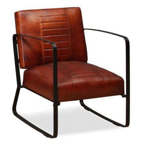 Lounge Chair Genuine Leather Brown