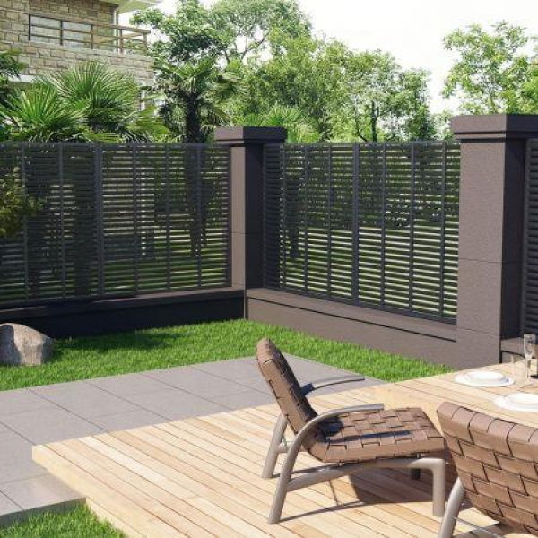 Louver Fence WPC 180x180 Cm Grey