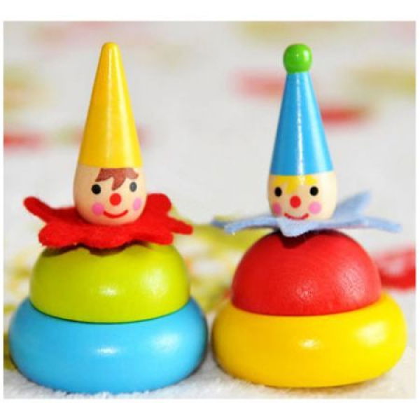 Lovely Goki Clown Spinning Gasing Woodiness Gyroscope Baby Toys Kids Toys