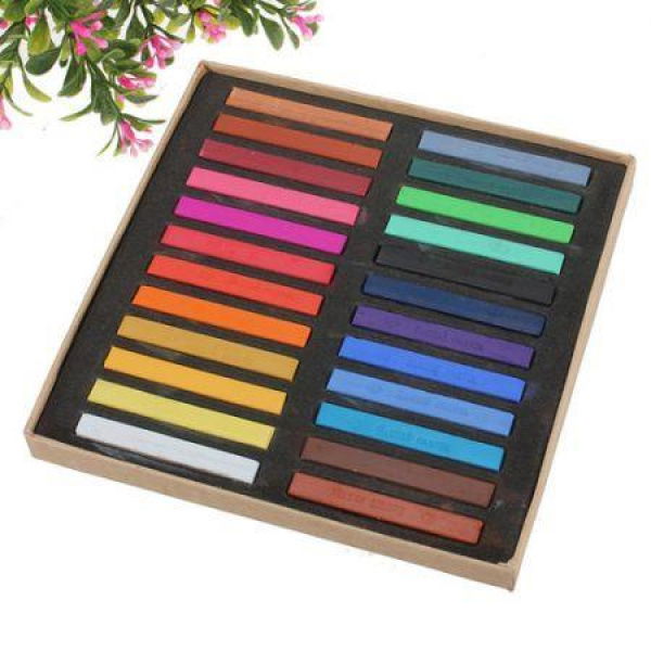 LUD 24 Colors Non-toxic Temporary Hair Color Chalk Square Hair Chalks