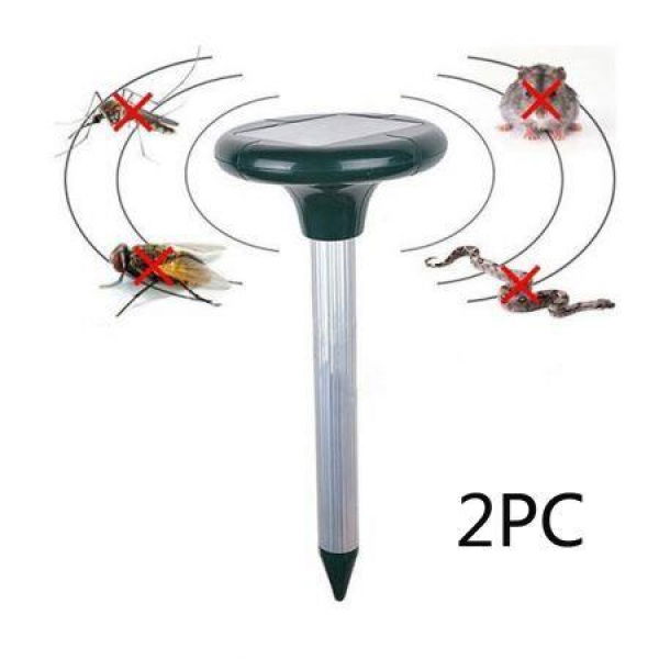 LUD 2PC Solar Power Ultrasonic Gopher Mole Snake Mosquito Mouse Pest Repeller For Garden Yard