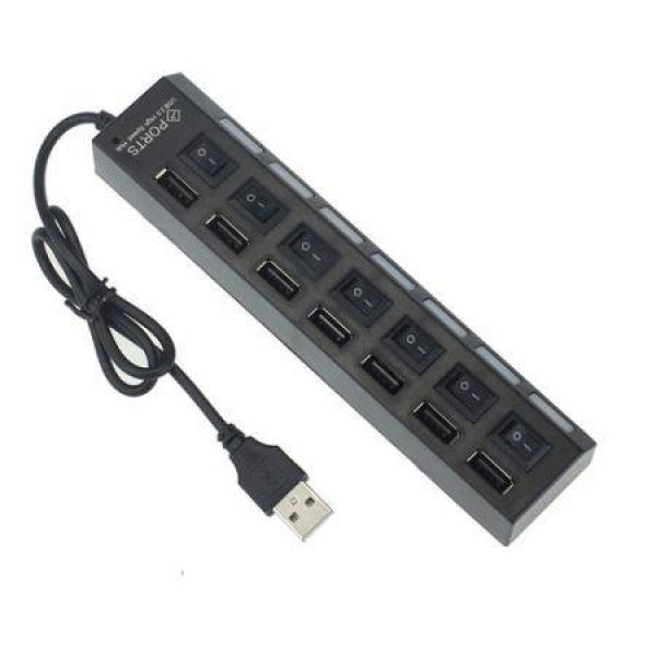 LUD 7-Port USB Hub With ON/OFF Switch Black.