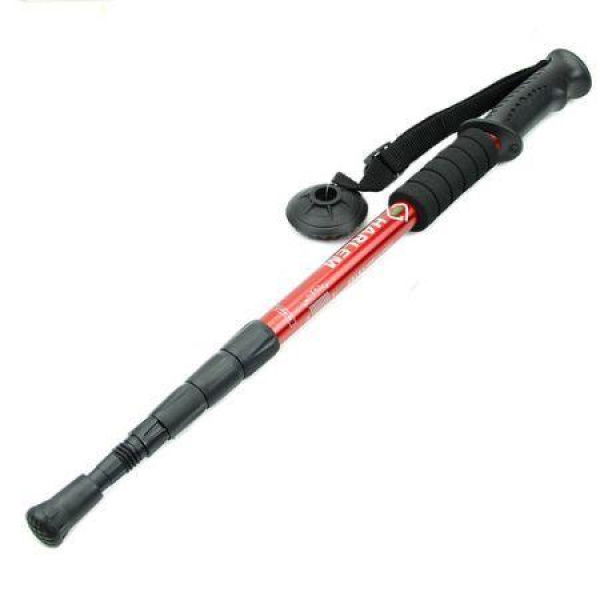 LUD Durable Adjustable AntiShock Hiking Trekking Walking Pole Cane Stick Crutch Red