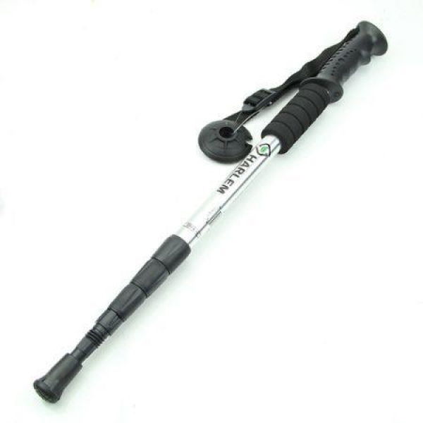 LUD Durable Adjustable AntiShock Hiking Trekking Walking Pole Cane Stick Crutch Silver