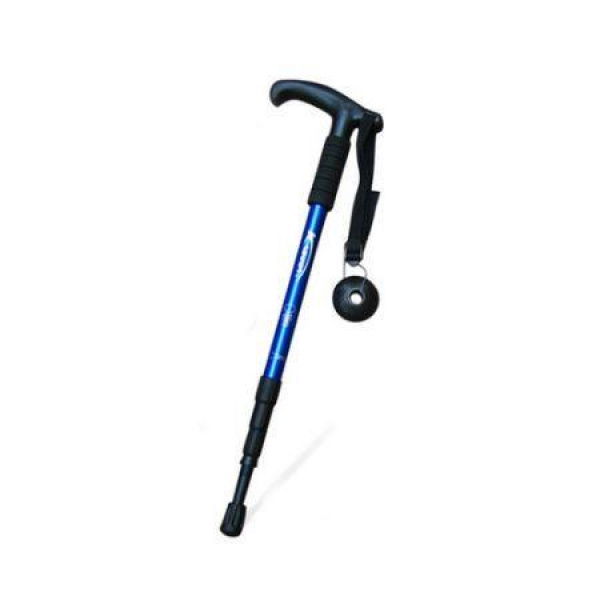 LUD Durable AntiShock Hiking Walking Stick Pole Retractable Adjustable Compass Blue