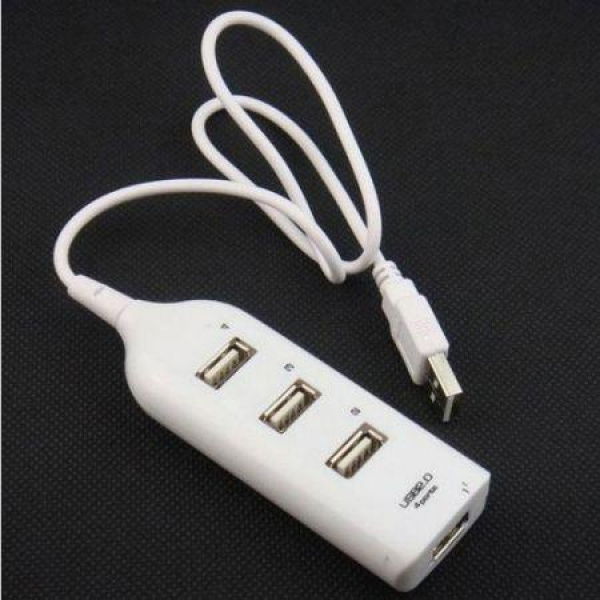 LUD High Speed 4-Port USB 2.0 Multi HUB Splitter PC Laptop Adapter - White.