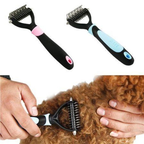 LUD Pet Fur Shedding Trimmer Grooming Rake Comb Brush Tool Color Random