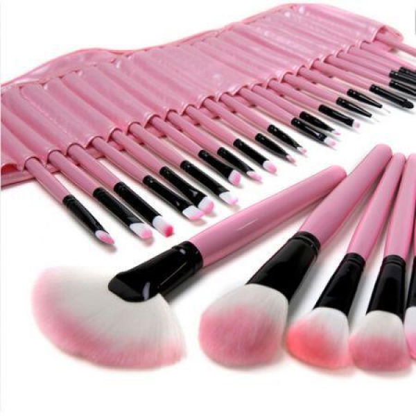 LUD Pro 32-Piece Cosmetic Makeup Brush Set Kit + Pouch Bag Case.