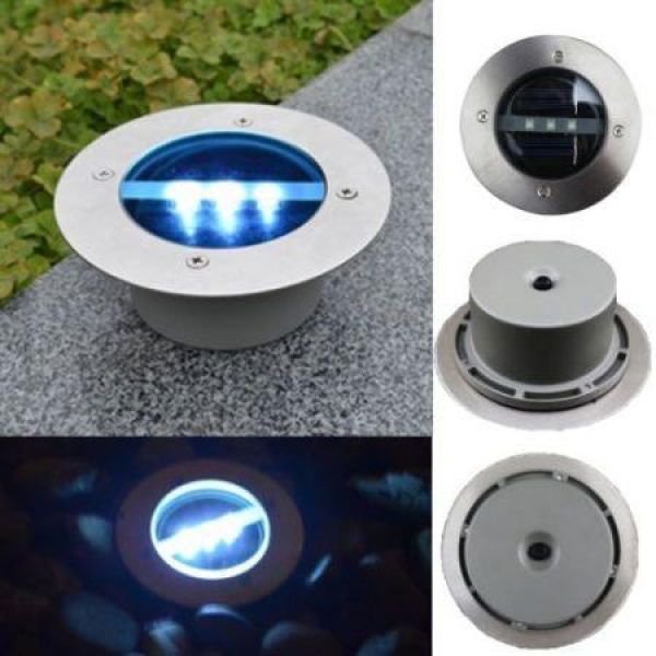 LUD Solar Power LED Lamp Stainless Steel In Ground Light Outdoor Garden Path Deck