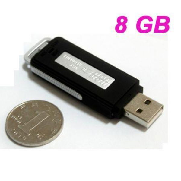 LUD UR08 USB 2.0 Rechargeable Flash Drive Voice Recorder - Black (8GB)