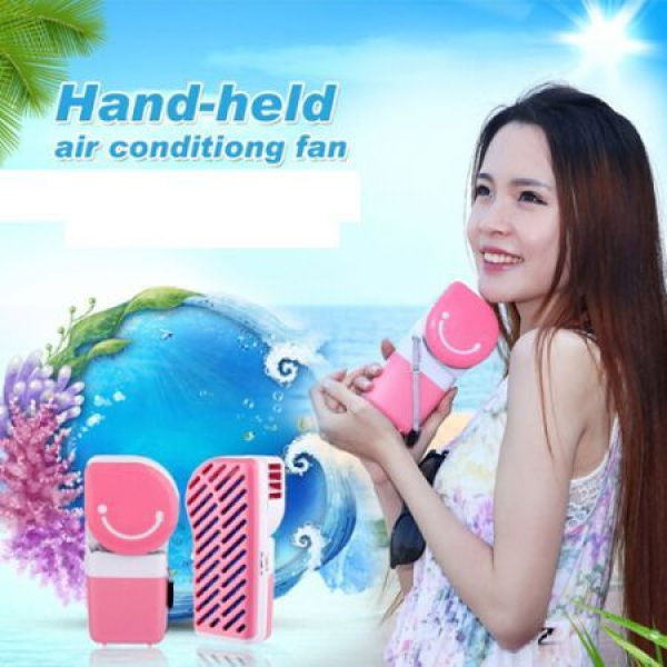 LUD USB Mini Portable Hand Held Air Conditioner Cooler Fan - Pink