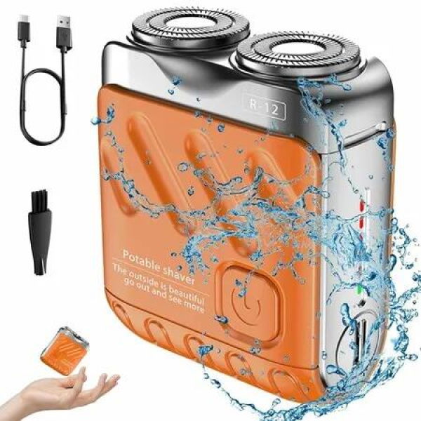 Luggage Electric Shaver,Beard Shaver Mini and Portable Suitcase Design,Electric Mini Razor Portable Electrics Shavers,USB Rechargeable (Orange)