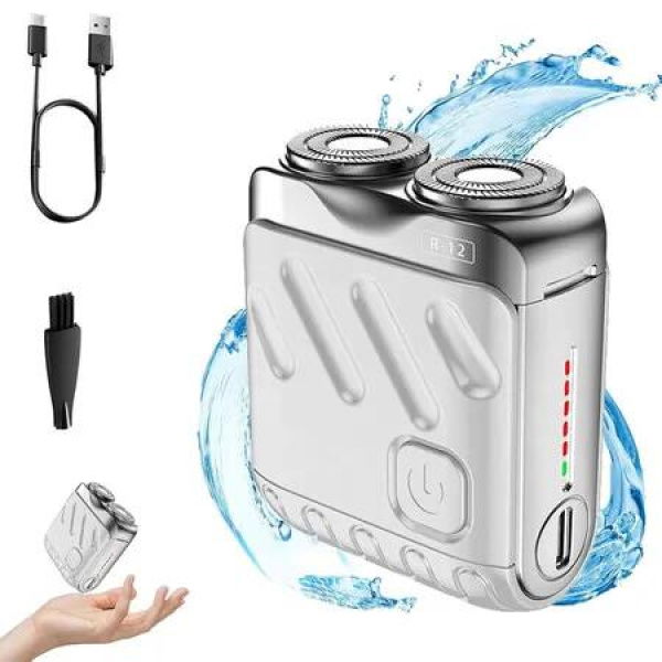 Luggage Electric Shaver,Beard Shaver Mini and Portable Suitcase Design,Electric Mini Razor Portable Electrics Shavers,USB Rechargeable (White)