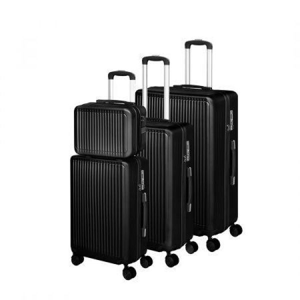 Luggage Suitcase Trolley Black 4pc 14+20+24+28