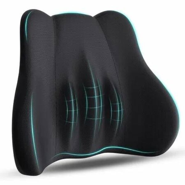 Lumbar Support Pillow,Memory Foam Lumbar Pillow for Lower Back,Back Support Pillow for Office Chair,Car Seat - Black
