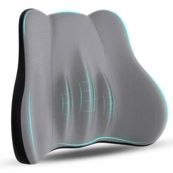 Lumbar Support Pillow,Memory Foam Lumbar Pillow for Lower Back,Back Support Pillow for Office Chair,Car Seat - Gray