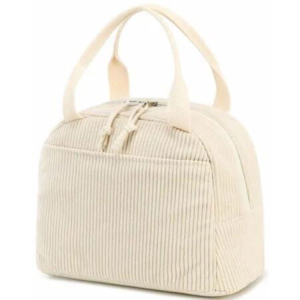 Lunch Bag for Women Men Cute Corduroy Lunch Tote Bags Reusable Insulated Lunch Box Large Capacity Reusable Insulated Cooler