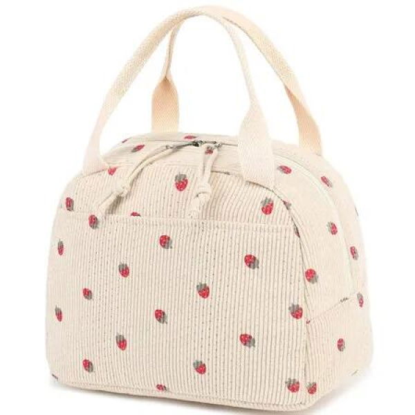 Lunch Bag for Women Men Cute Corduroy Lunch Tote Bags Reusable Insulated Lunch Box Large Capacity Reusable Insulated Cooler