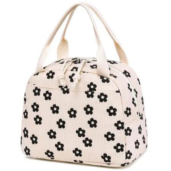 Lunch Bag for Women Men Cute Corduroy Lunch Tote Bags Reusable Insulated Lunch Box Large Capacity Reusable Insulated Cooler