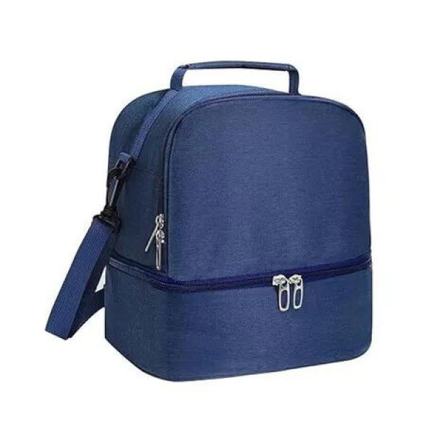 Lunch Box for Women Men, Large Double Deck Lunch Tote Bag Meal Prep Containers Reusable Leakproof Lunch Cooler Bag for Work Office Picnic (Blue)