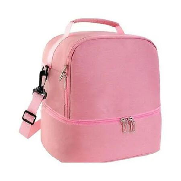 Lunch Box for Women Men, Large Double Deck Lunch Tote Bag Meal Prep Containers Reusable Leakproof Lunch Cooler Bag for Work Office Picnic (Pink)