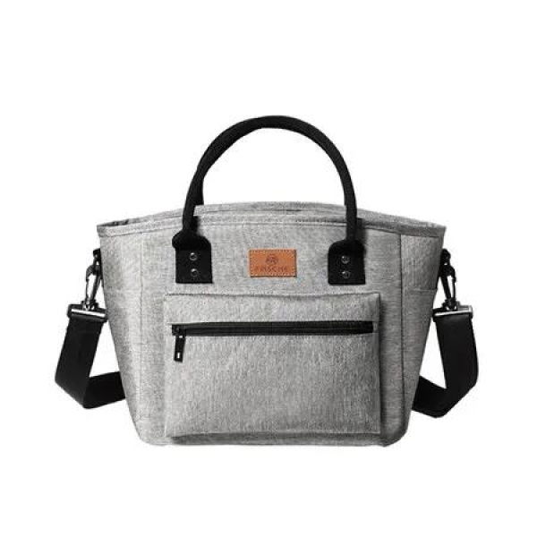 Lunch Box for Women Men with Adjustable Shoulder Strap, Portable Large Lunch Tote Bag for Office Work Picnic, Reusable Lunch Cooler Bag (Grey)