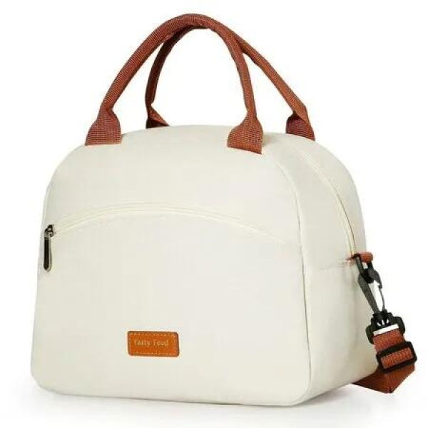 Lunch Tote Bags For Women,Reusable Women Insulated Lunchbag With Strap,Waterproof Cooler Lunch Bags For Work Travel Picnic School Color Beige