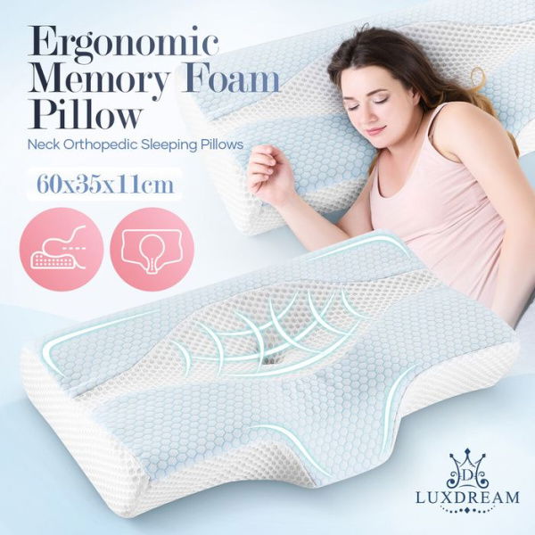 Luxdream Contour Bed Pillow Cervical Neck Memory Foam Shoulder Side Back Stomach Sleeper