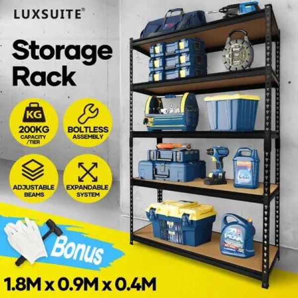 Luxsuite 5 Tier Shelving Pallet Storage Unit Book Shelve Plant Display Shelf Racking Adjustable for Garage Warehouse Kitchen Utility Laundry Room